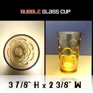 Bundle of 2 Amber Glass Protruding Bubble Cup 4" Tea Coffee VTG